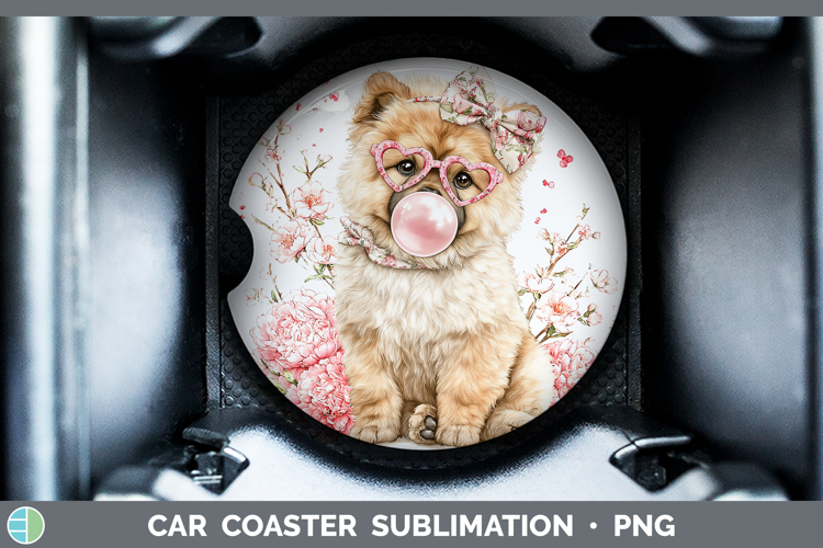 Chow Chow Dogs 01 Pink Bubble Gum Car Coaster Sublimation De