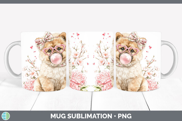 GorgeousDogs 01 Pink Bubble Gum Mug Wrap design.