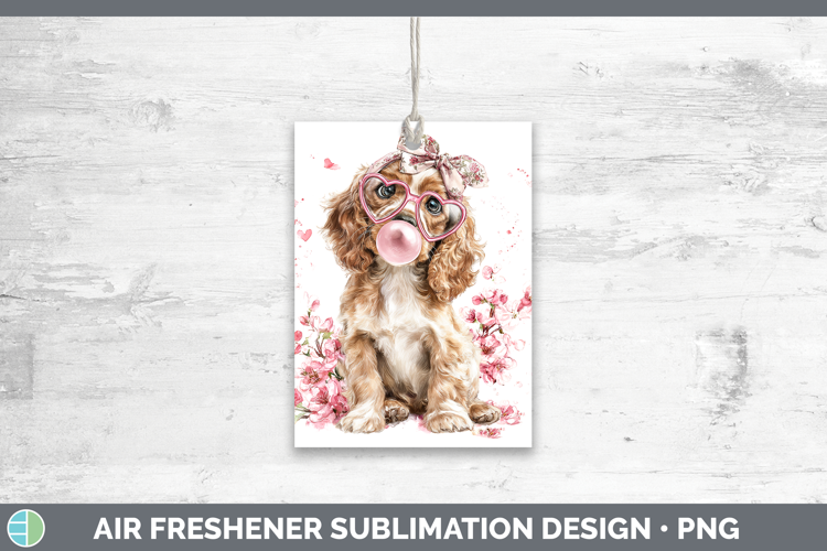 Cocker Spaniel Dogs 01 Pink Bubble Gum Air Freshener Sublima
