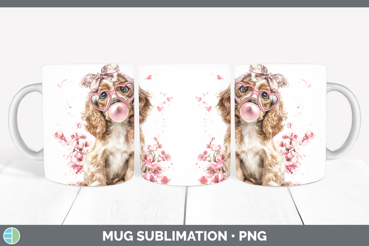 Cocker Spaniel Dogs 01 Pink Bubble Gum Mug Wrap Sublimation