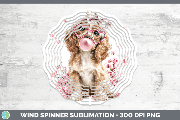 Cocker Spaniel Dogs 01 Pink Bubble Gum Wind Spinner Sublimat