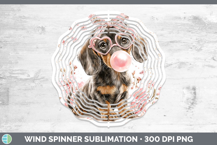Dachshund Dogs 01 Pink Bubble Gum Wind Spinner Sublimation D