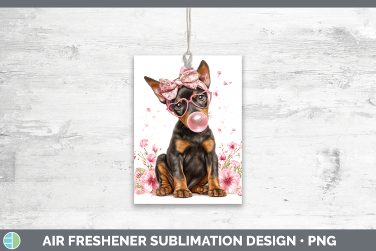Doberman Pinscher Dogs 01 Pink Bubble Gum Air Freshener Subl