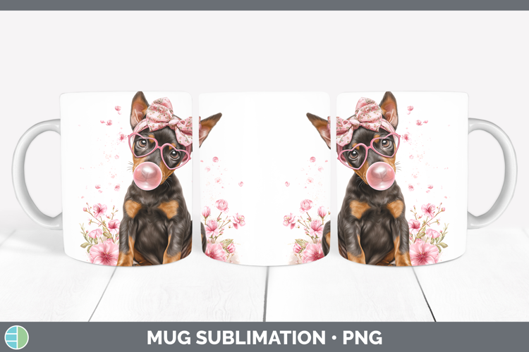 Doberman Pinscher Dogs 01 Pink Bubble Gum Mug Wrap Sublimati