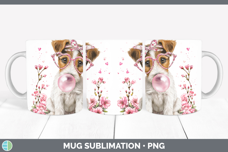 Fox Terrier Dogs 01 Pink Bubble Gum Mug Wrap Sublimation Des
