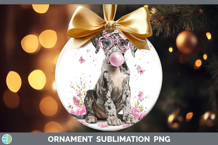 Great Dane Dogs 01 Pink Bubble Gum Ornament Sublimation Desi