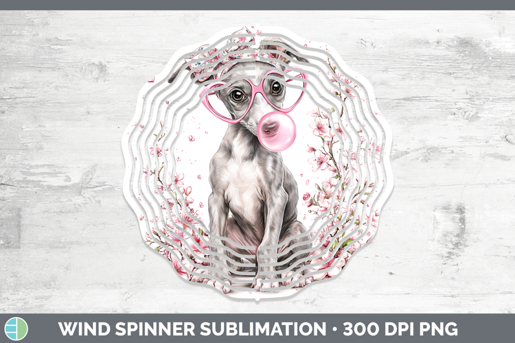 Greyhound Dogs 01 Pink Bubble Gum Wind Spinner Sublimation D