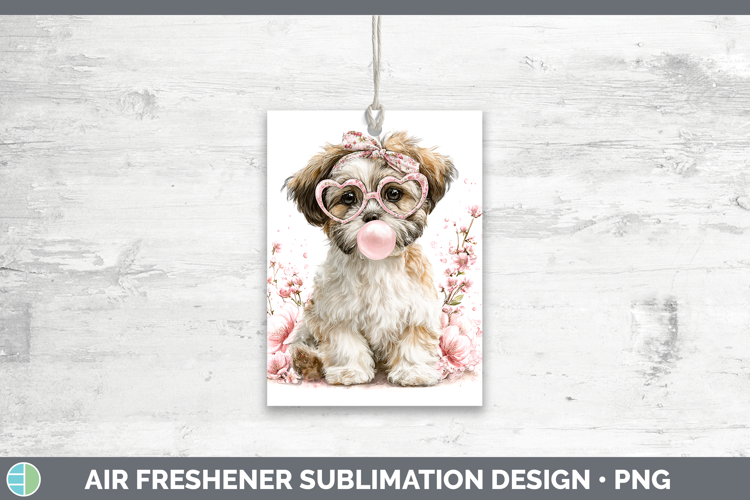 Lhasa Apso Dogs 01 Pink Bubble Gum Air Freshener Sublimation
