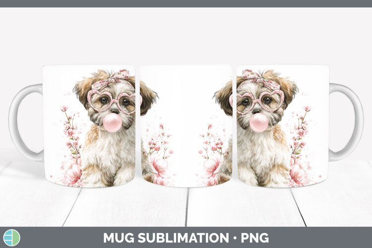 GorgeousDogs 01 Pink Bubble Gum Mug Wrap design.