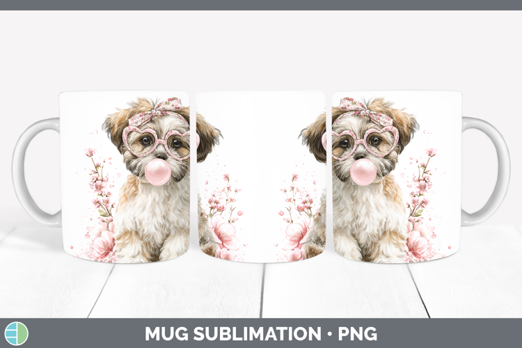 Lhasa Apso Dogs 01 Pink Bubble Gum Mug Wrap Sublimation Desi