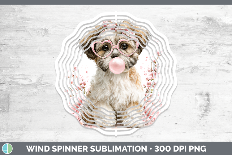 Lhasa Apso Dogs 01 Pink Bubble Gum Wind Spinner Sublimation
