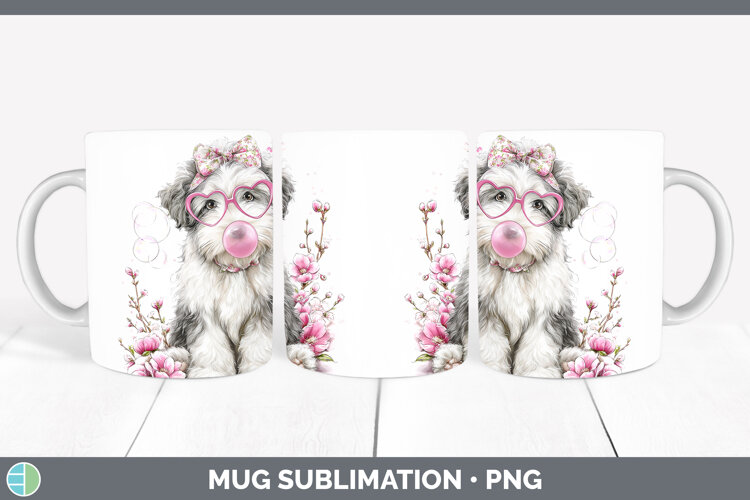 GorgeousDogs 01 Pink Bubble Gum Mug Wrap design.