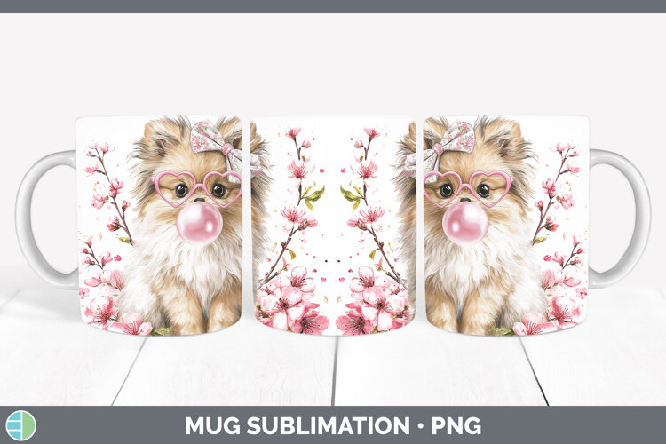 GorgeousDogs 01 Pink Bubble Gum Mug Wrap design.