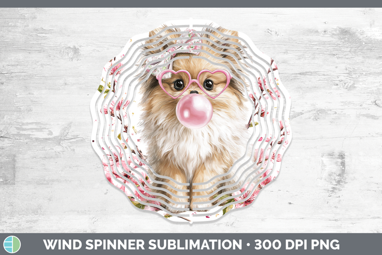 Pomeranian Dogs 01 Pink Bubble Gum Wind Spinner Sublimation