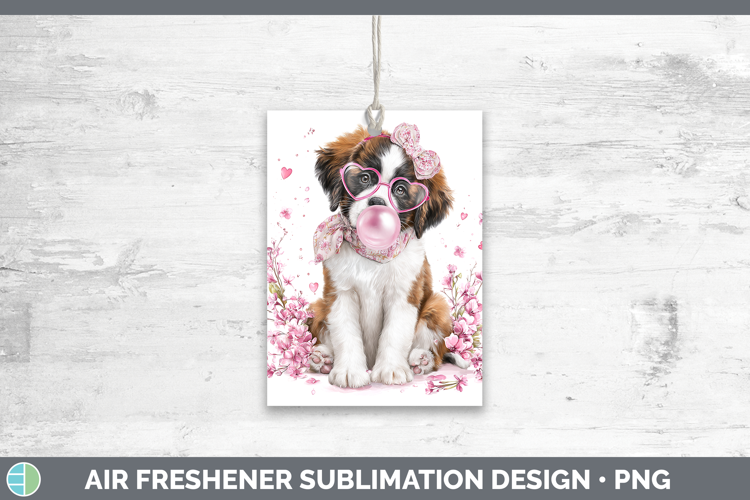 Saint Bernard Dogs 01 Pink Bubble Gum Air Freshener Sublimat