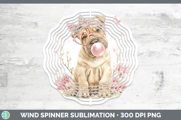 Shar Pei Dogs 01 Pink Bubble Gum Wind Spinner Sublimation De