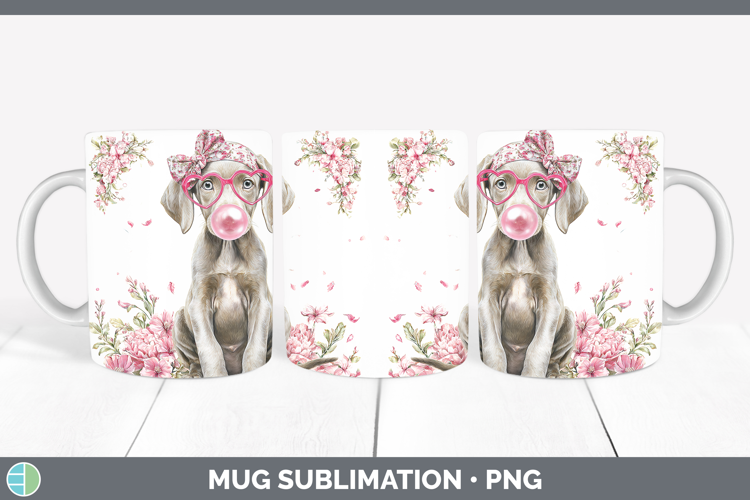 Weimaraner Dogs 01 Pink Bubble Gum Mug Wrap Sublimation Desi