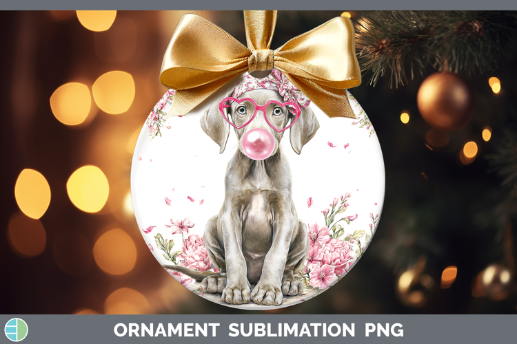 Weimaraner Dogs 01 Pink Bubble Gum Ornament Sublimation Desi