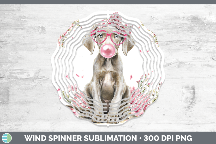 Weimaraner Dogs 01 Pink Bubble Gum Wind Spinner Sublimation