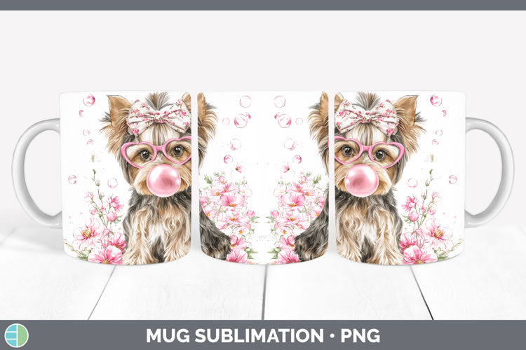 Yorkshire Terrier Dogs 01 Pink Bubble Gum Mug Wrap Sublimati