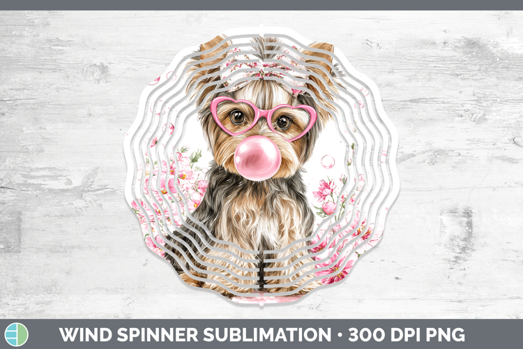 Yorkshire Terrier Dogs 01 Pink Bubble Gum Wind Spinner Subli