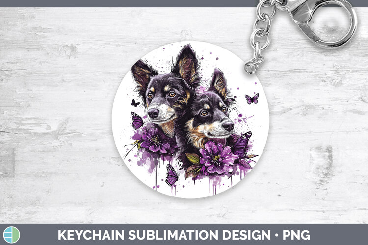 GorgeousDogs 01 Purple Drips Keychain design.