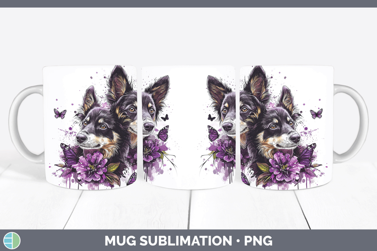 Dogs 01 Purple Drips Australian Kelpie Mug Wrap Sublimation