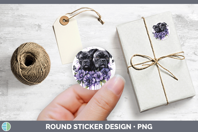 Dogs 01 Purple Drips Cane Corso Stickers | Round Labels Desi