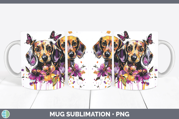 Dogs 01 Purple Drips Dachshund Mug Wrap Sublimation Coffee C