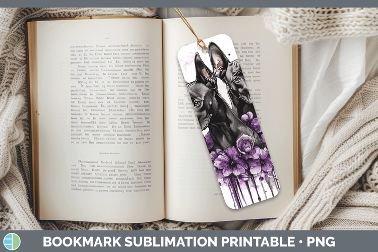 Dogs 01 Purple Drips Doberman Pinscher Bookmark Sublimation