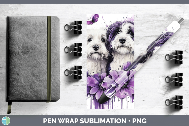 Dogs 01 Purple Drips Old English Sheepdog Pen Wrap Sublimati