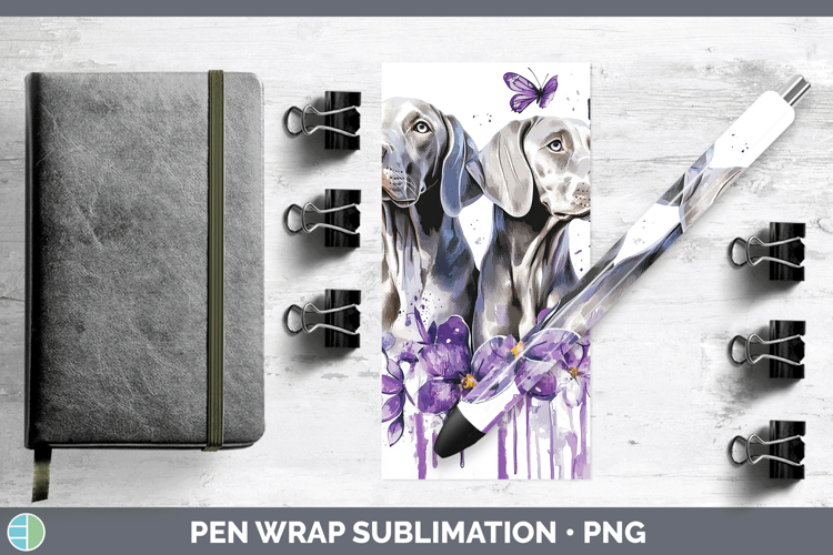 Dogs 01 Purple Drips Weimaraner Pen Wrap Sublimation Pen Des