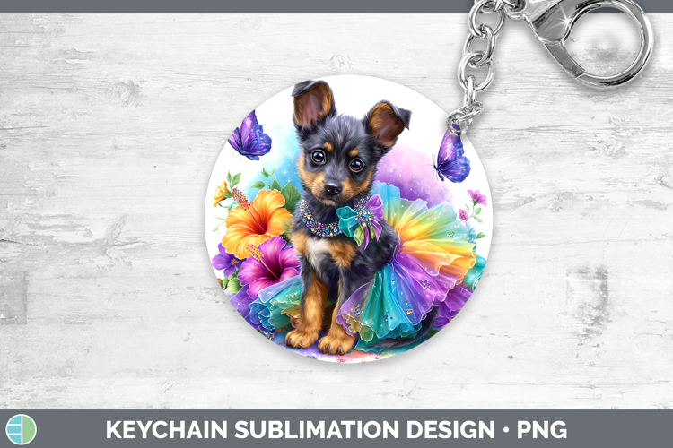 Dogs 01 Rainbow Summer Australian Kelpie Keychain Sublimatio