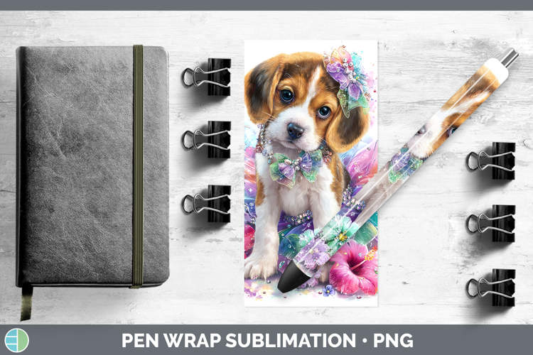 Dogs 01 Rainbow Summer Beagle Pen Wrap Sublimation Pen Desig