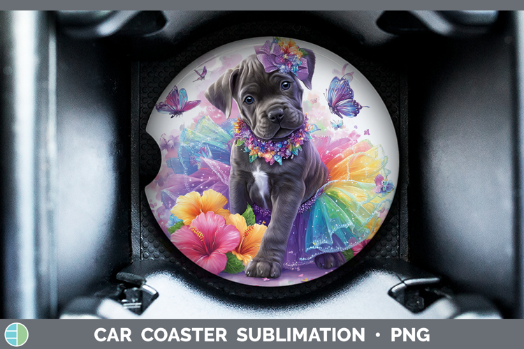 Dogs 01 Rainbow Summer Cane Corso Car Coaster Sublimation D