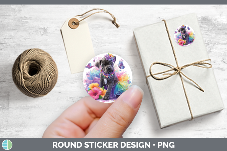 Dogs 01 Rainbow Summer Cane Corso Stickers | Round Labels De
