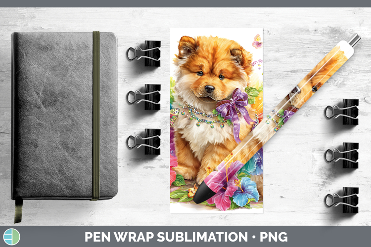 Dogs 01 Rainbow Summer Chow Chow Pen Wrap Sublimation Pen De