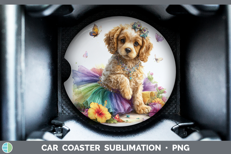 Dogs 01 Rainbow Summer Cocker Spaniel Car Coaster Sublimatio