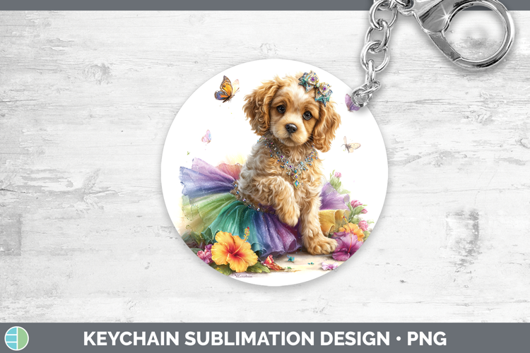 Dogs 01 Rainbow Summer Cocker Spaniel Keychain Sublimation K