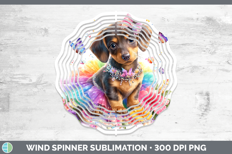 Dogs 01 Rainbow Summer Dachshund Wind Spinner Sublimation Sp