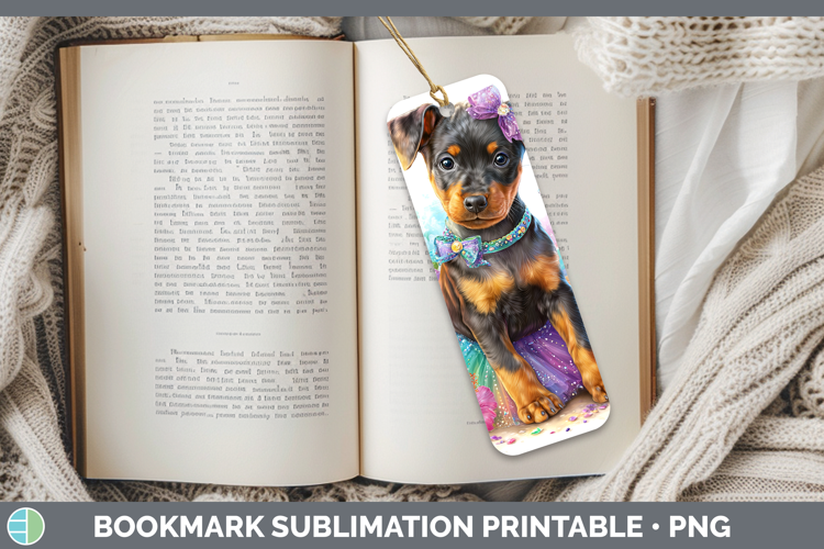 Dogs 01 Rainbow Summer Doberman Pinscher Bookmark Sublimatio