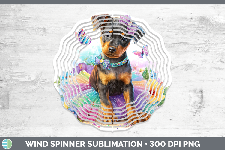 Dogs 01 Rainbow Summer Doberman Pinscher Wind Spinner Sublim