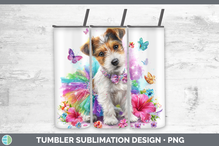 Dogs 01 Rainbow Summer Fox Terrier Tumbler Sublimation 20 oz