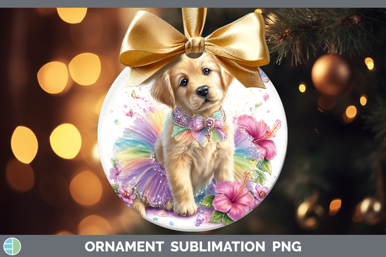 Dogs 01 Rainbow Summer Golden Retriever Ornament Sublimation