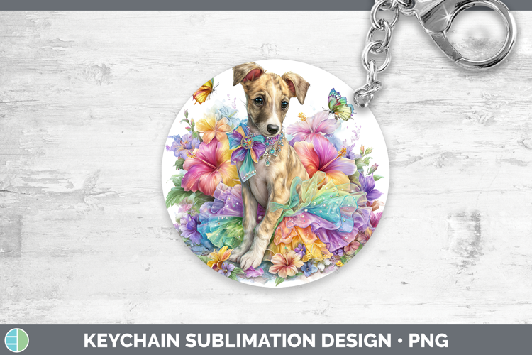 Dogs 01 Rainbow Summer Greyhound Keychain Sublimation Keyrin