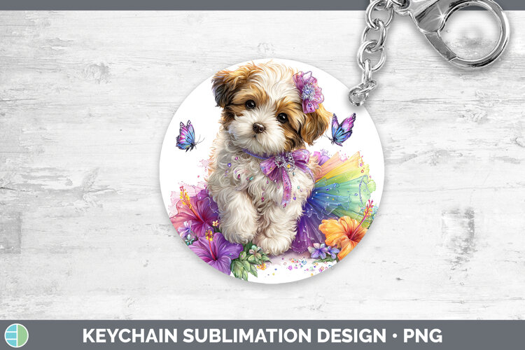 GorgeousDogs 01 Rainbow Summer Keychain design.