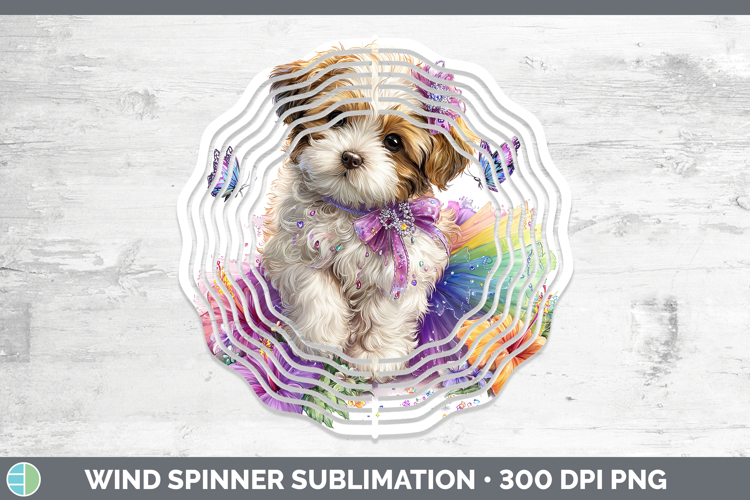 Dogs 01 Rainbow Summer Lhasa Apso Wind Spinner Sublimation S