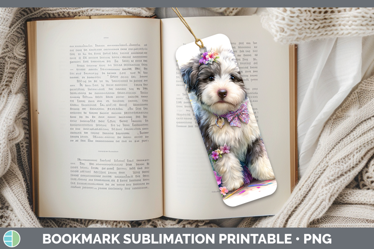 Dogs 01 Rainbow Summer Old English Sheepdog Bookmark Sublima