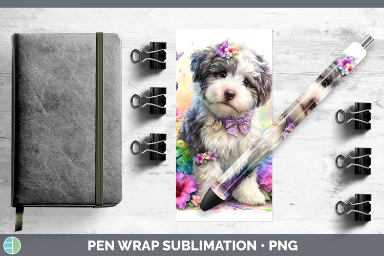 Dogs 01 Rainbow Summer Old English Sheepdog Pen Wrap Sublima
