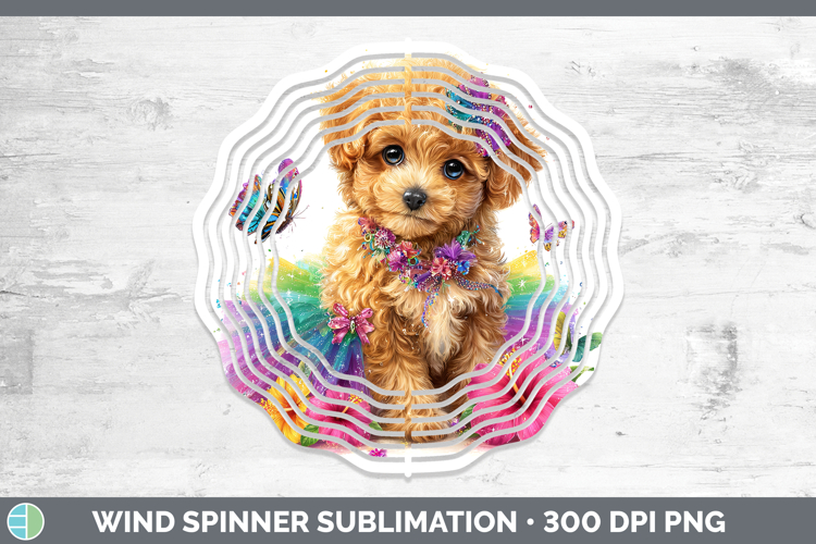 Dogs 01 Rainbow Summer Poodle Wind Spinner Sublimation Spinn